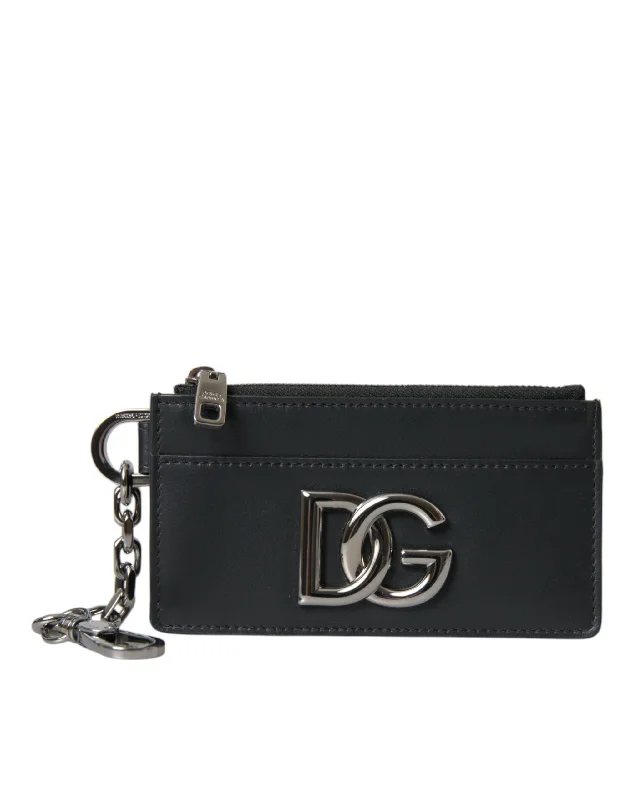 Money clips with RFID protection RFID-Blocking Passport Covers & Wallets in Sleek Black for Business TripsDolce & Gabbana  Calfskin Leather DG Logo Card Holder Wallet Men's Men