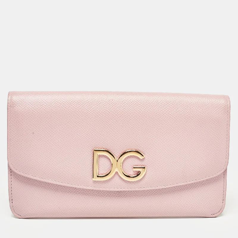 Money clips with RFID protection Vegan Leather Passport Covers & Wallets for Environmentally Conscious PeopleDolce & Gabbana Pink Leather Dg Flap Continental Wallet