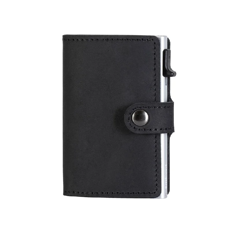 Money clips with magnetic closure Foldable Passport Covers & Wallets Made of Flexible PVC for Easy StorageEaziCard Genuine Leather Saddle RFID Wallet | Black/Silver