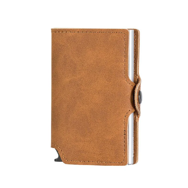 Eco-friendly money clips made from sustainable materials Vegan Leather Passport Covers & Wallets for Environmentally Conscious PeopleEaziCard RFID PU Leather Vintage Pattern Wallet | Brown/Silver