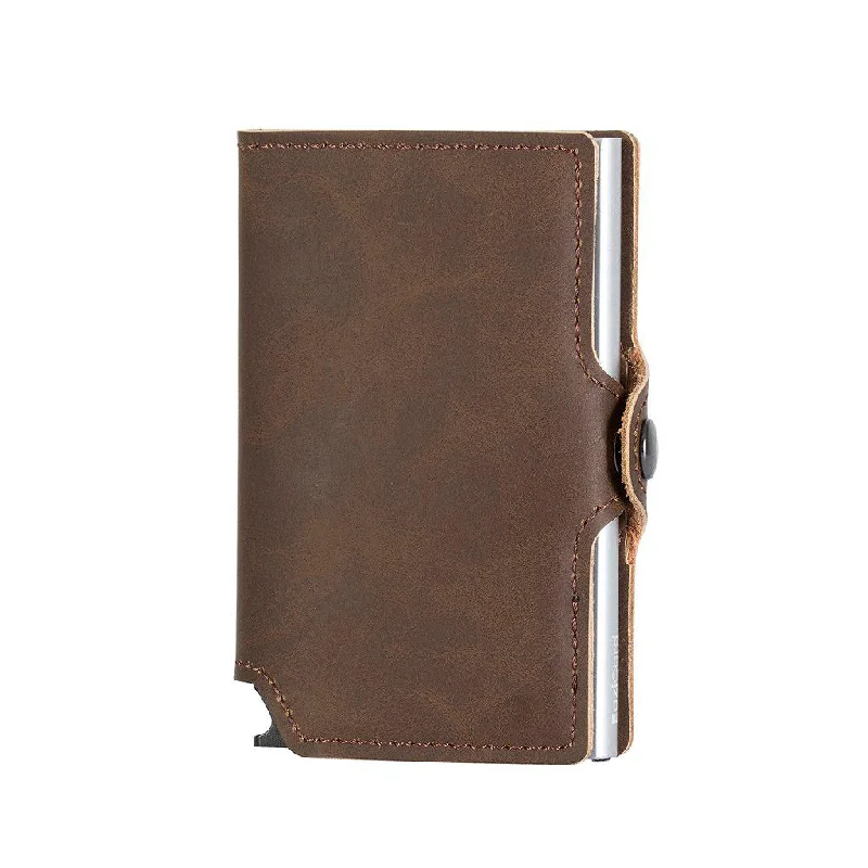 Money clips with RFID protection Waterproof Nylon Passport Covers & Wallets for Outdoor AdventuresEaziCard RFID PU Leather Vintage Pattern Wallet | Dark Brown/Silver