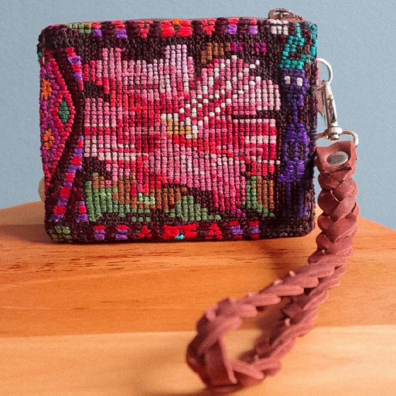 Stainless steel money clips for durability Embroidered Silk Passport Covers & Wallets with Gold Thread for Special OccasionsHandmade Huipil Leather Wallet Wristlet - Guatemalan Fair Trade Accessory