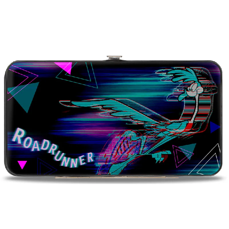 Money clips with magnetic closure Embroidered Silk Passport Covers & Wallets with Gold Thread for Special OccasionsHinged Wallet - ROAD RUNNER Action Pose Streak Triangles Black Blues Pinks