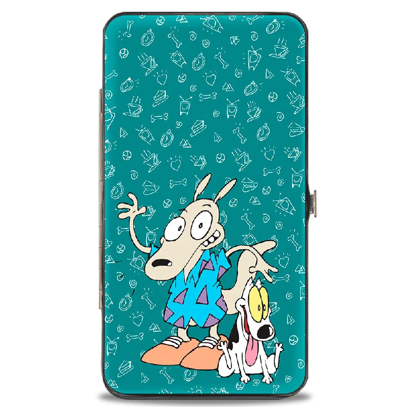 Elegant money clips for weddings Cartoon-Themed Passport Covers & Wallets for Kids and Young AdultsHinged Wallet - Rocko's Modern Life Rocko & Spunky Pose + Logo Turquoise White
