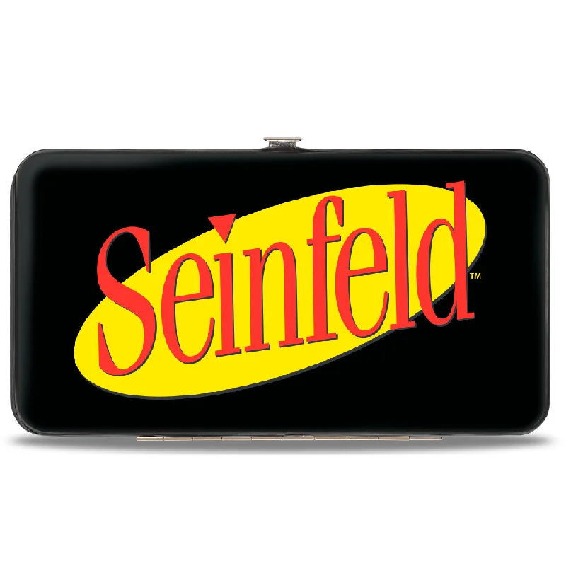 Money clips for women with sleek designs RFID-Blocking Passport Covers & Wallets in Sleek Black for Business TripsHinged Wallet - SEINFELD Spotlight Logo Black Yellow Red