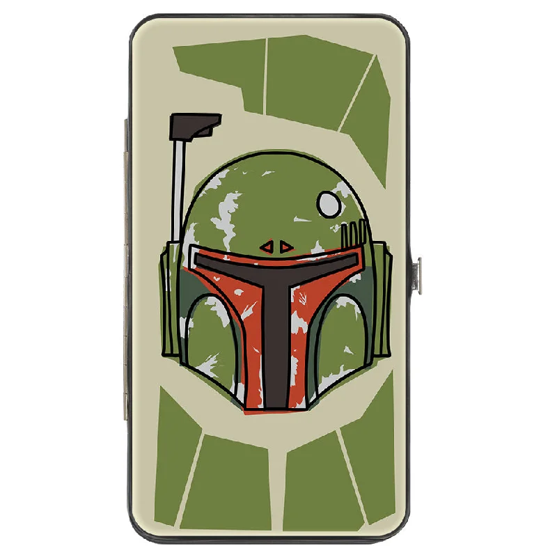 Money clips with magnetic closure Cartoon-Themed Passport Covers & Wallets for Kids and Young AdultsHinged Wallet - Star Wars Boba Fett Helmet + Utility Elements Bounding Greens