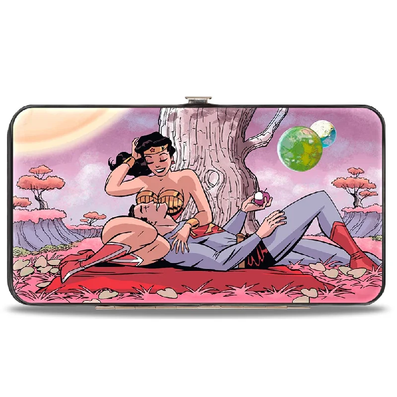 Money clips for women with sleek designs Cartoon-Themed Passport Covers & Wallets for Kids and Young AdultsHinged Wallet - Superman Wonder Woman Issue #14 Sitting Under Tree Variant Cover Pose + WONDER WOMAN Script Pink