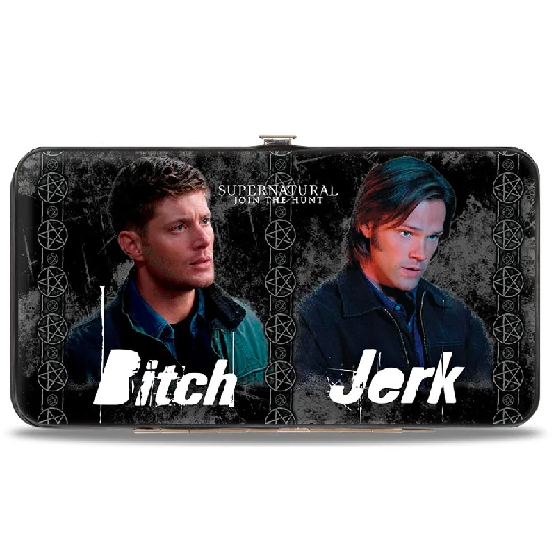 Money clips with built-in bottle openers Antique Copper Passport Covers & Wallets with Intricate Engravings for CollectorsHinged Wallet - SUPERNATURAL 4-Character Poses BITCH-JERK + IDJITS ASSBUTT Black Grays White