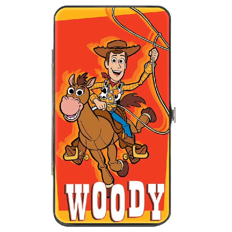 Luxury leather money clips with card slots Laser-Cut Metal Passport Covers & Wallets with Geometric Designs for Tech-SavvyHinged Wallet - Toy Story WOODY and Bullseye Riding Pose Plaid Gold Red
