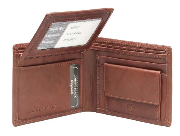 Vintage-style money clips for collectors Silver-Plated Passport Covers & Wallets with Gemstone Accents for Elegant WomenJohnny Black Bavaria 8CC Flap Leather Wallet - RFID | Brown