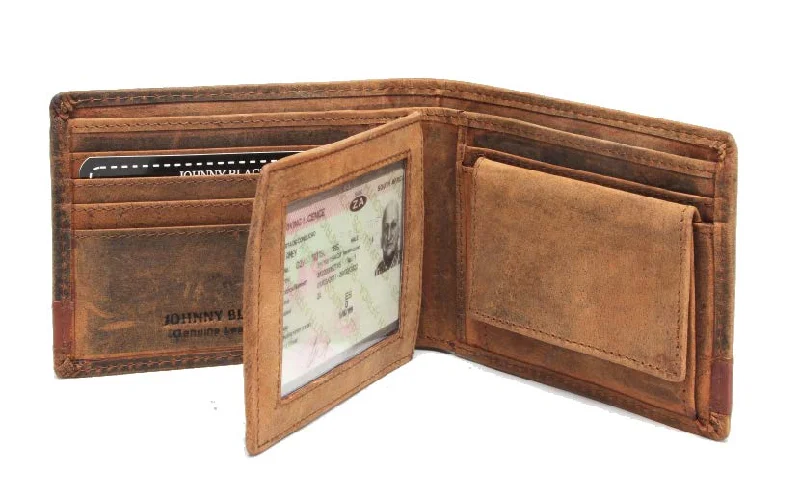 Money clips for holding large amounts of cash Camouflage-Patterned Passport Covers & Wallets for Hunters and MilitariesJohnny Black Rugged Leather 9CC Flap Wallet | Brown - "Big 5 Detail"