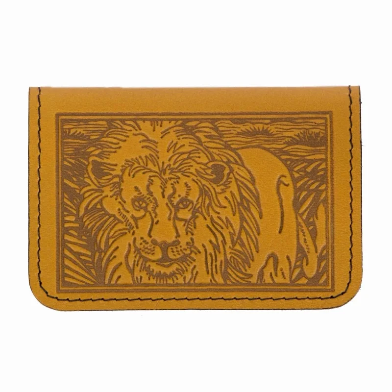Lightweight money clips for travel Embroidered Silk Passport Covers & Wallets with Gold Thread for Special OccasionsLion Mini Wallet