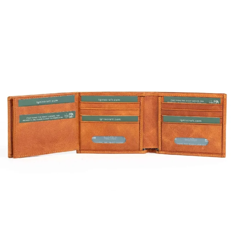 Money clips with RFID protection Monogrammed Leather Passport Covers & Wallets as Personalized GiftsBifold Leather Wallet | Dual Flip Amber