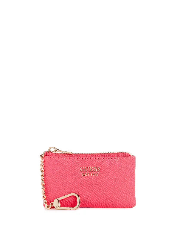 Money clips for holding large amounts of cash Leather Passport Covers & Wallets with Handmade Stitching for Luxury TravelersMagenta Laurel Zip Pouch