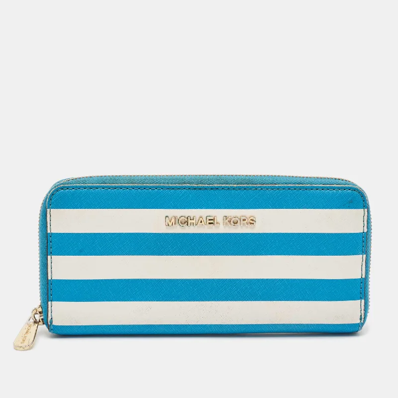 Stainless steel money clips for durability Waterproof Nylon Passport Covers & Wallets for Outdoor AdventuresMichael Kors Blue/white Leather Stripe Zip Continental Wallet