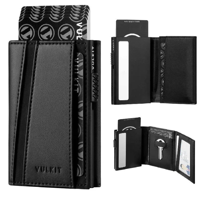Luxury leather money clips with card slots Laser-Cut Metal Passport Covers & Wallets with Geometric Designs for Tech-SavvyVC319-RFID Blocking Minimalsit Mens Wallet Pop Up with Coin Poecket and Key Slot for Spare Key