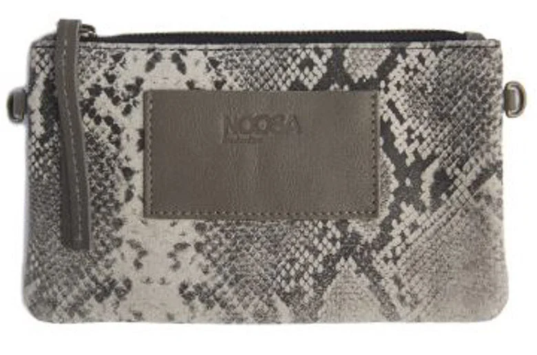 Personalized engraved money clips for men Leather Passport Covers & Wallets with Handmade Stitching for Luxury TravelersNoosa Amsterdam Roots Mini Bag - Grey Snake