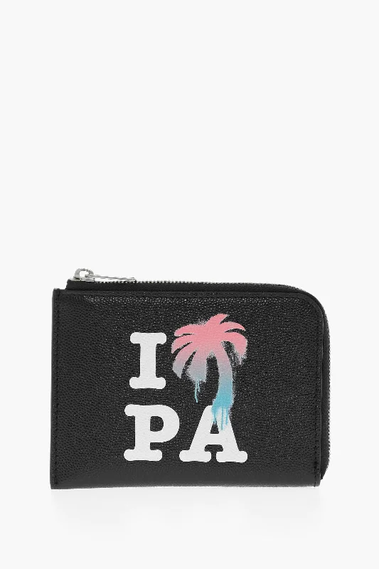 Best money clips for cash and cards Colorful Floral-Printed Passport Covers & Wallets for Fashionable WomenPalm Angels Saffiano Leather I Love Pa Card Holder With Zip Closure