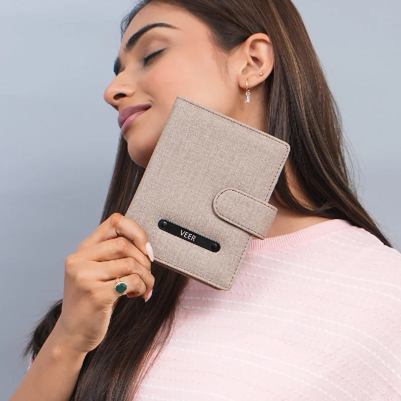 Best money clips for cash and cards Laser-Cut Metal Passport Covers & Wallets with Geometric Designs for Tech-SavvyPassport Wallet - Khadi Wheat