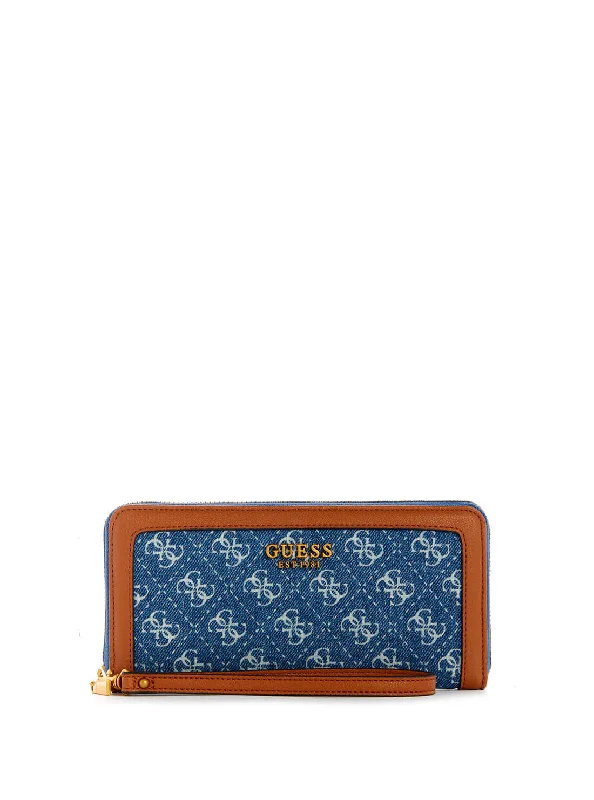 Money clips vs traditional wallets Vintage-Style Passport Covers & Wallets with Brass Hardware for Retro EnthusiastsPrint Denim Logo Zadie Large Wallet