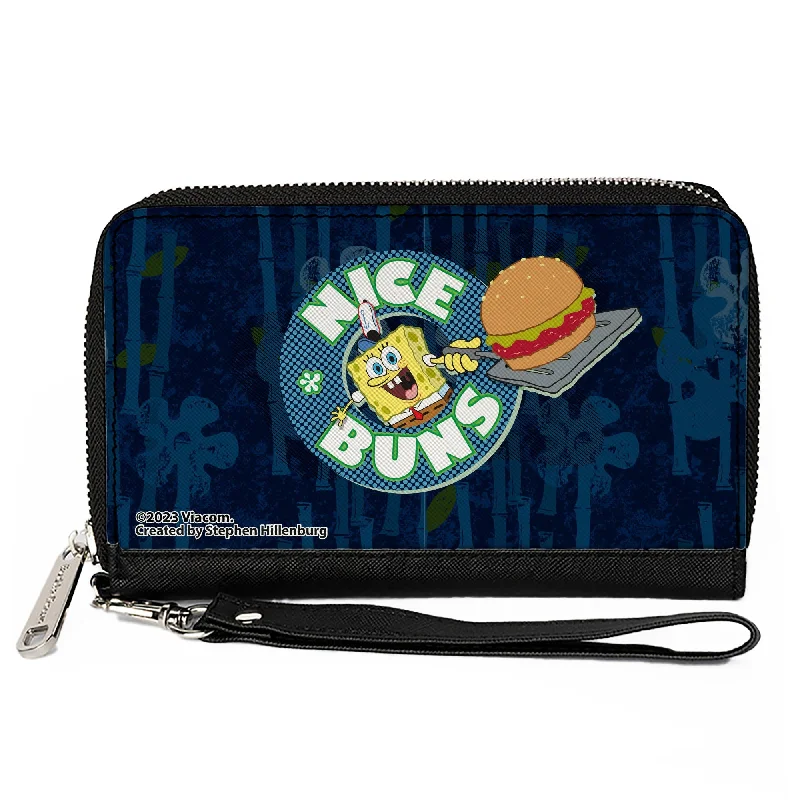 Money clips with magnetic closure Silver-Plated Passport Covers & Wallets with Gemstone Accents for Elegant WomenPU Zip Around Wallet Rectangle - SpongeBob SquarePants NICE BUNS Pose Blues