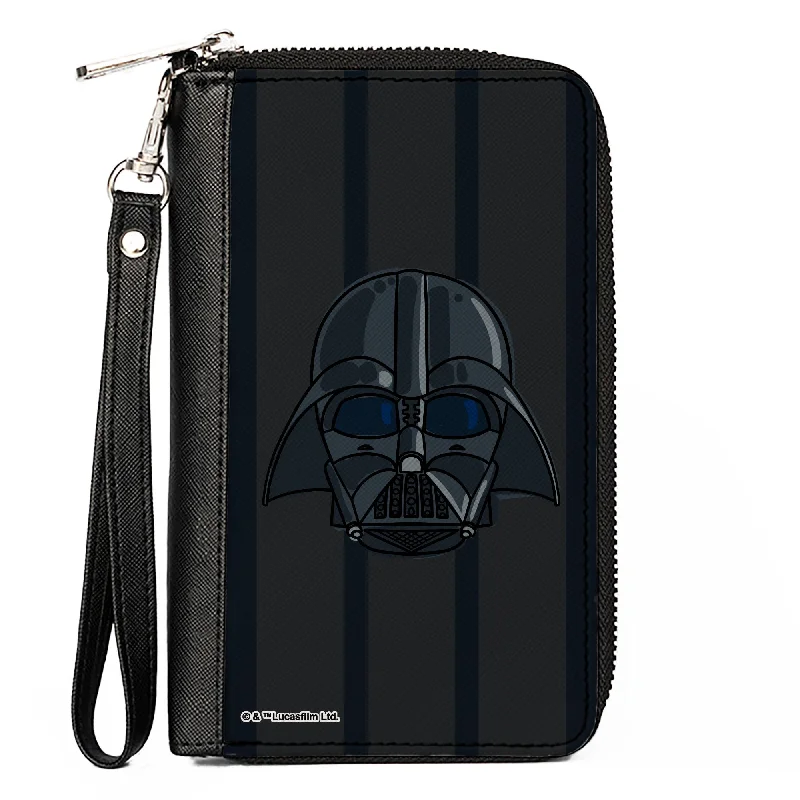 Money clips for holding large amounts of cash Cowhide Leather Passport Covers & Wallets with a Rustic Western LookPU Zip Around Wallet Rectangle - Star Wars Darth Vader Face Black/Grays/Reds/Greens