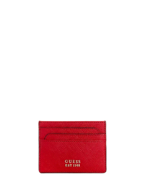 Money clips for women with sleek designs Silver-Plated Passport Covers & Wallets with Gemstone Accents for Elegant WomenRed Laurel Card Holder