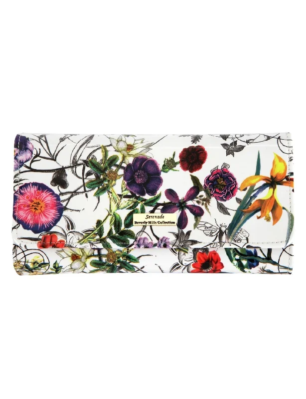 Lightweight money clips for travel Silver-Plated Passport Covers & Wallets with Gemstone Accents for Elegant WomenSerenade - Botanics WSH4701(G) RFID Blocking Large Leather Wallet - Floral