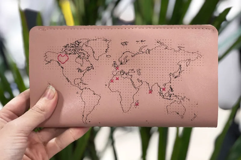 Vintage-style money clips for collectors Silver-Plated Passport Covers & Wallets with Gemstone Accents for Elegant WomenStitch Travel Wallet - Pink