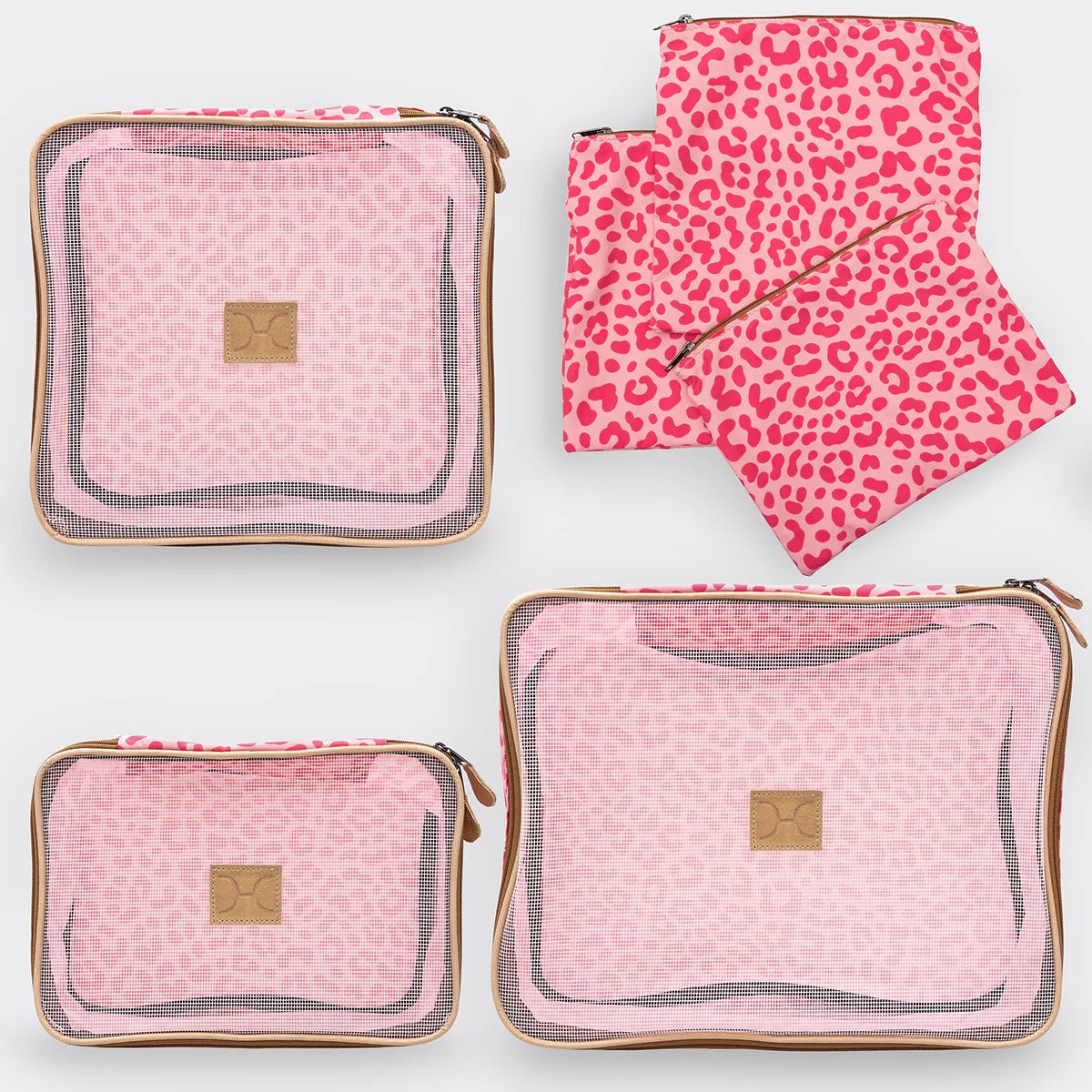 Elegant money clips for weddings Waterproof Nylon Passport Covers & Wallets for Outdoor AdventuresThandana Travel Luggage Organizer Pods - 6 Piece Set | Cheetah Pink