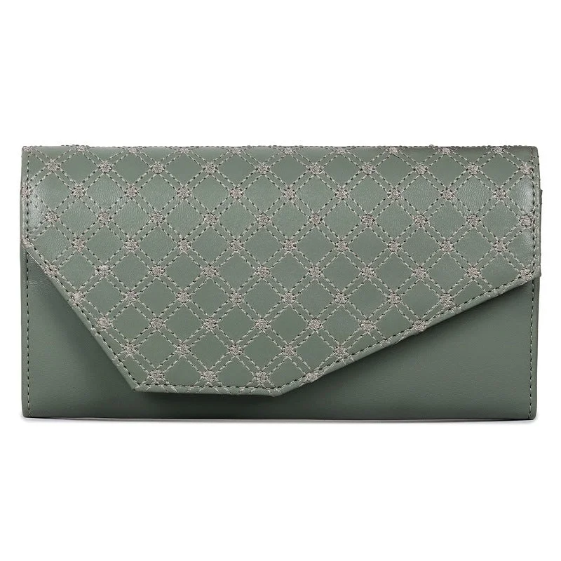 Eco-friendly money clips made from sustainable materials RFID-Blocking Passport Covers & Wallets in Sleek Black for Business TripsTHE CLOWNFISH Helena Collection Womens Wallet Clutch Ladies Purse with Embroidery On Flap (Olive Green)