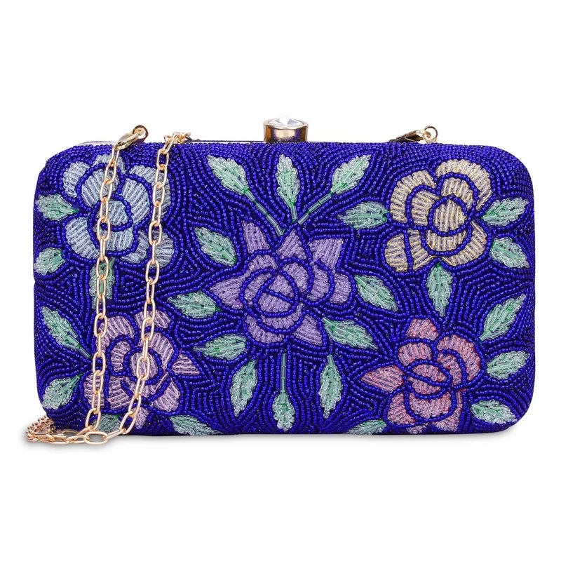 How to choose the right money clip Glittery Sequined Passport Covers & Wallets for Party LoversTHE CLOWNFISH Norah Collection Womens Party Clutch Ladies Wallet with Chain Strap Evening Bag with Beads Work Floral Design (Royal Blue)