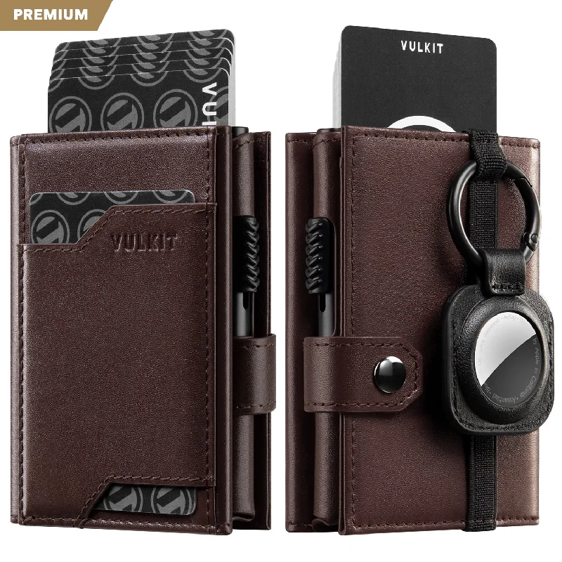 Money clips with built-in bottle openers Monogrammed Leather Passport Covers & Wallets as Personalized GiftsVC311P- Genuine Leather, Banknote Compartment & ID Window Pop-Up Wallet with Removable AirTag Holder (NOT include the AirTag)