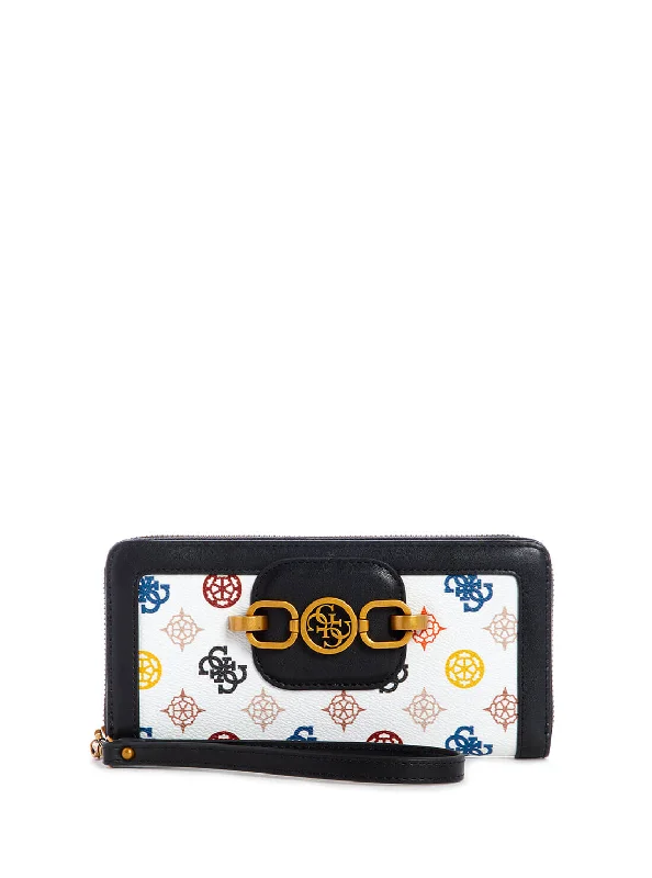 Vintage-style money clips for collectors Laser-Cut Metal Passport Covers & Wallets with Geometric Designs for Tech-SavvyWhite Multi Hensely Logo Large Wallet