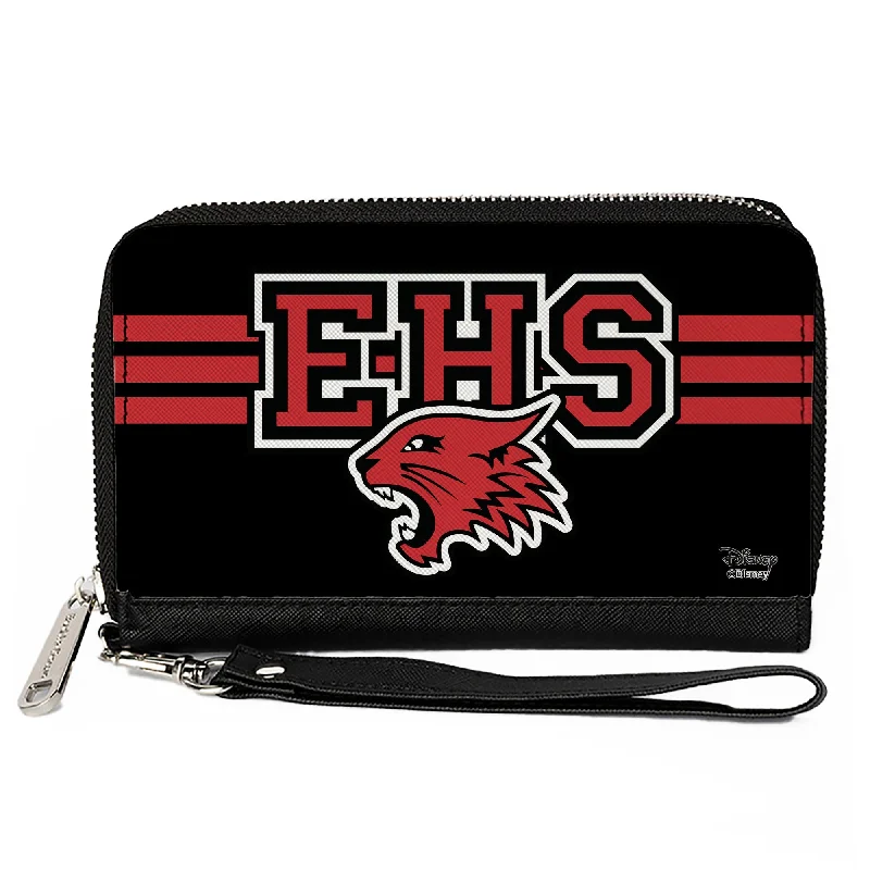 Eco-friendly money clips made from sustainable materials Embroidered Silk Passport Covers & Wallets with Gold Thread for Special OccasionsWomen's PU Zip Around Wallet Rectangle - High School Musical East High School Wildcats Logo Stripe Black Red White