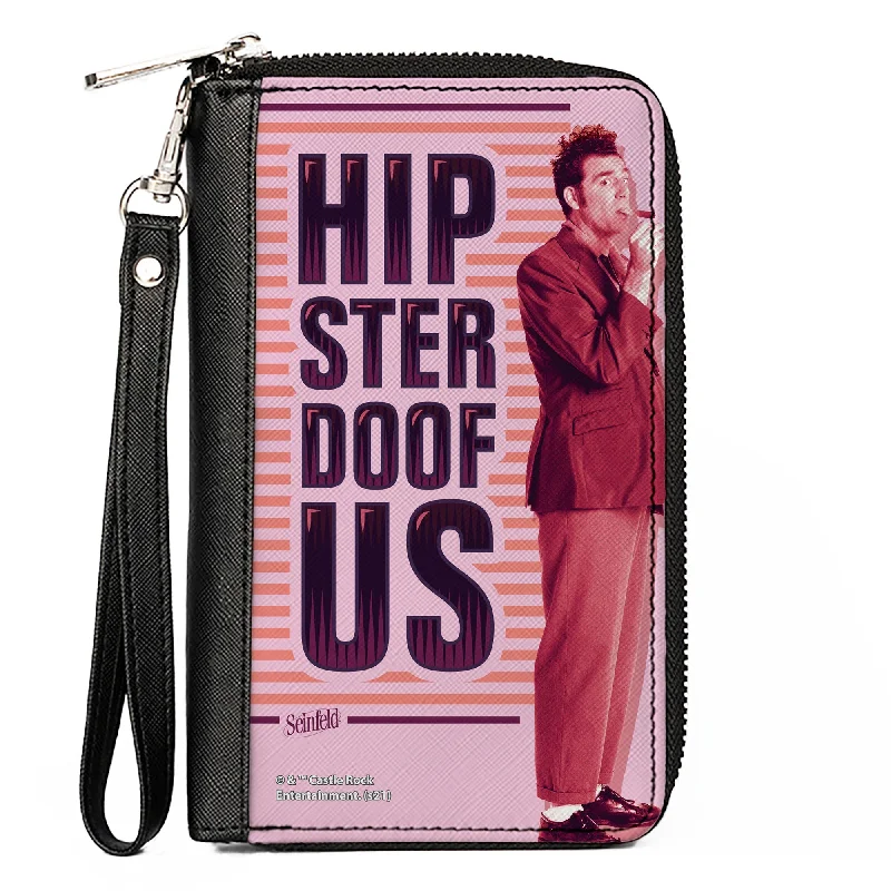 Eco-friendly money clips made from sustainable materials Waterproof Nylon Passport Covers & Wallets for Outdoor AdventuresWomen's PU Zip Around Wallet Rectangle - Seinfeld Cosmo Kramer HIPSTER DOOFUS Stripes Pose Pinks Purple