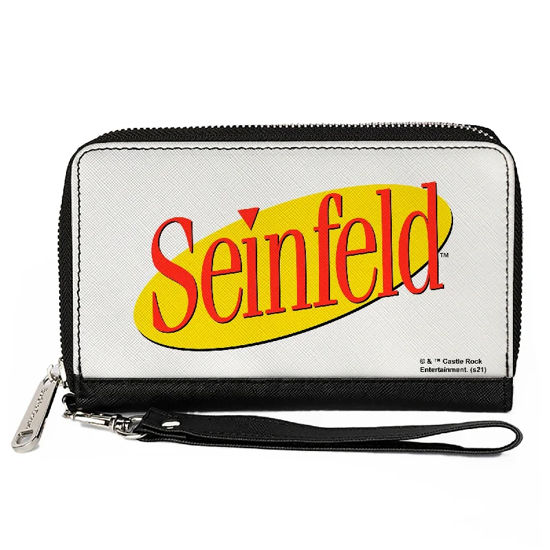 Money clips vs traditional wallets Laser-Cut Metal Passport Covers & Wallets with Geometric Designs for Tech-SavvyWomen's PU Zip Around Wallet Rectangle - SEINFELD Spotlight Logo White Yellow Red