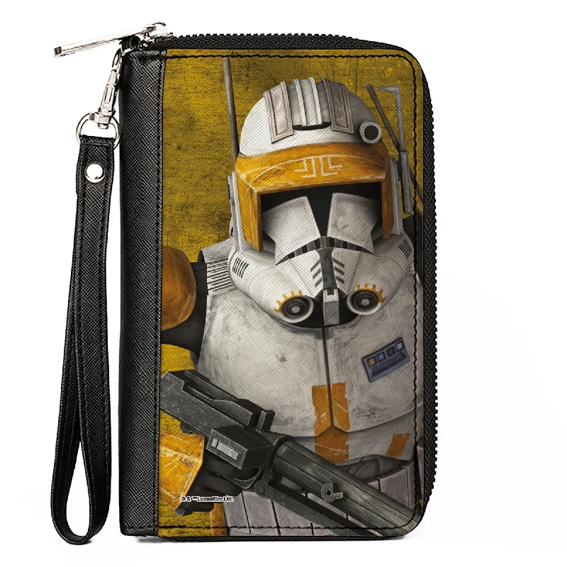 Money clips vs traditional wallets Glittery Sequined Passport Covers & Wallets for Party LoversWomen's PU Zip Around Wallet Rectangle - Star Wars the Clone Wars the Clone Captain Cody Pose Weathered Yellow