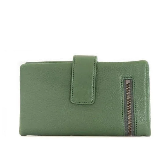 Custom money clips for corporate gifts Vegan Leather Passport Covers & Wallets for Environmentally Conscious PeopleZemp Carlene 15 CC Wallet | Forest Green