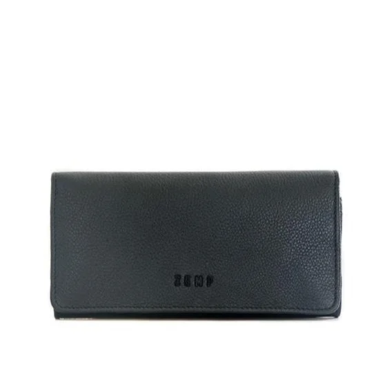 Luxury leather money clips with card slots Colorful Floral-Printed Passport Covers & Wallets for Fashionable WomenZemp Claire 10 CC Wallet-Purse | Black