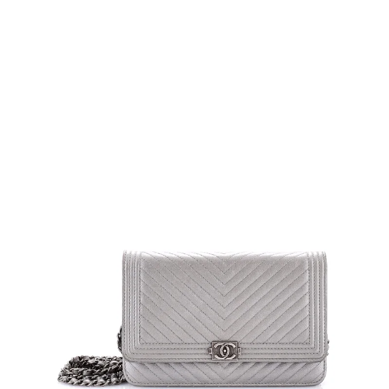 Stainless steel money clips for durability Boy Wallet on Chain Chevron Calfskin