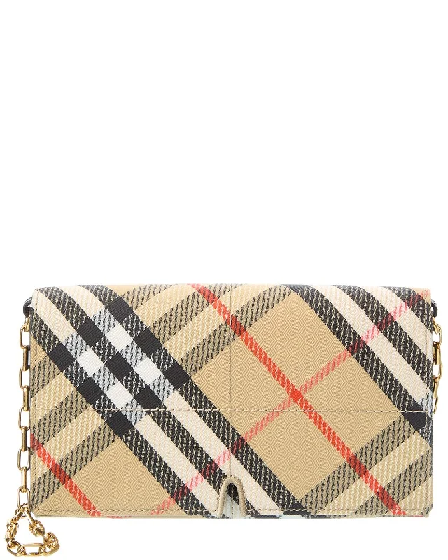 Top-rated money clips for everyday use Burberry Chain Strap Canvas Wallet On Chain