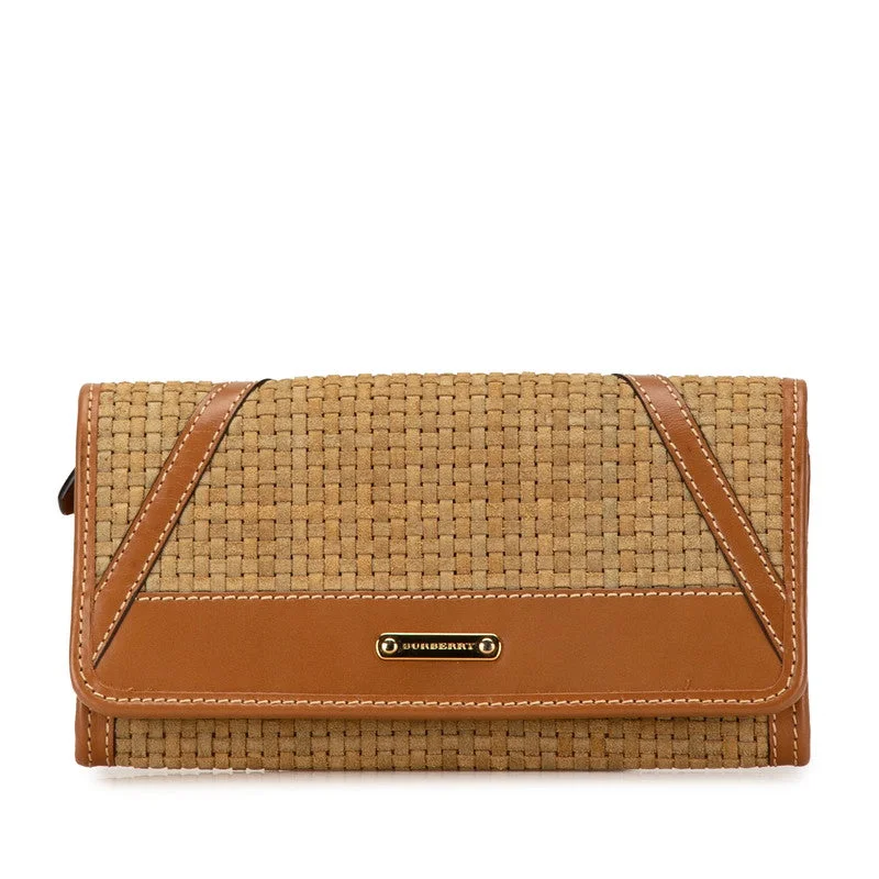 How to choose the right money clip Burberry Suede Leather Woven Logo Long Wallet