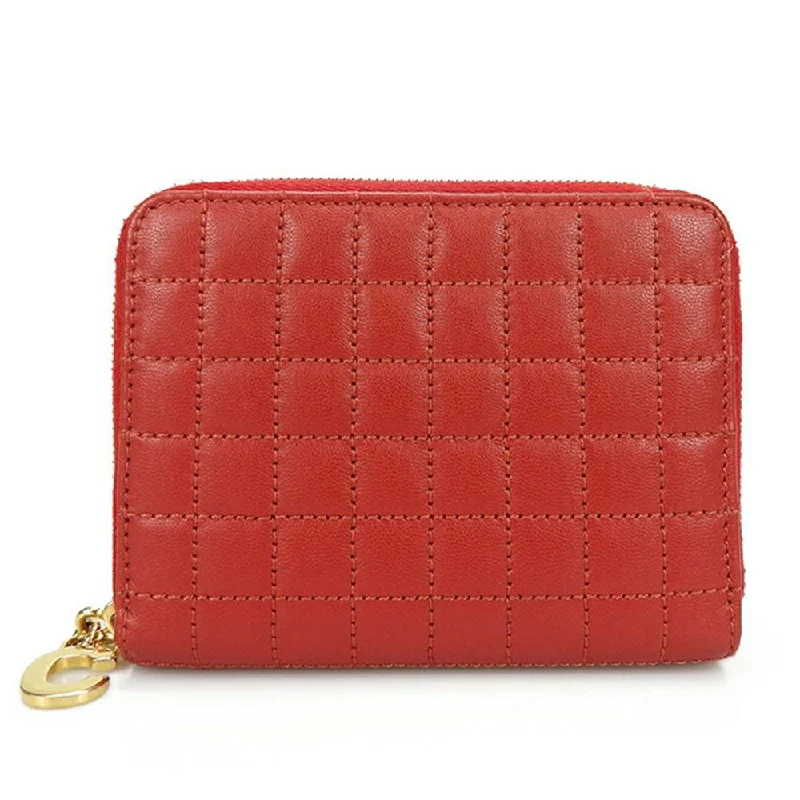 Best money clips for cash and cards Celine Leather Compact Wallet Card Case Red