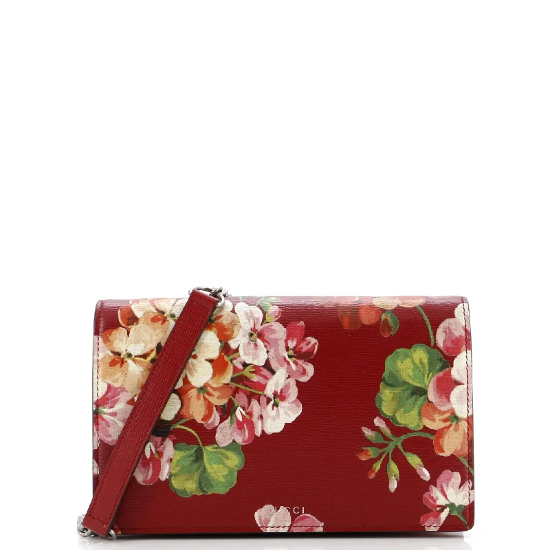 Lightweight money clips for travel Chain Wallet Blooms Print Leather