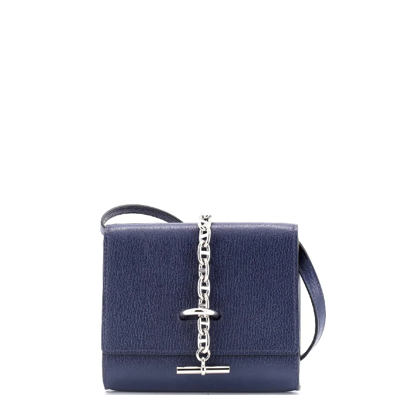 Luxury leather money clips with card slots Chaine d'Ancre Compact Wallet on Strap Chevre Mysore