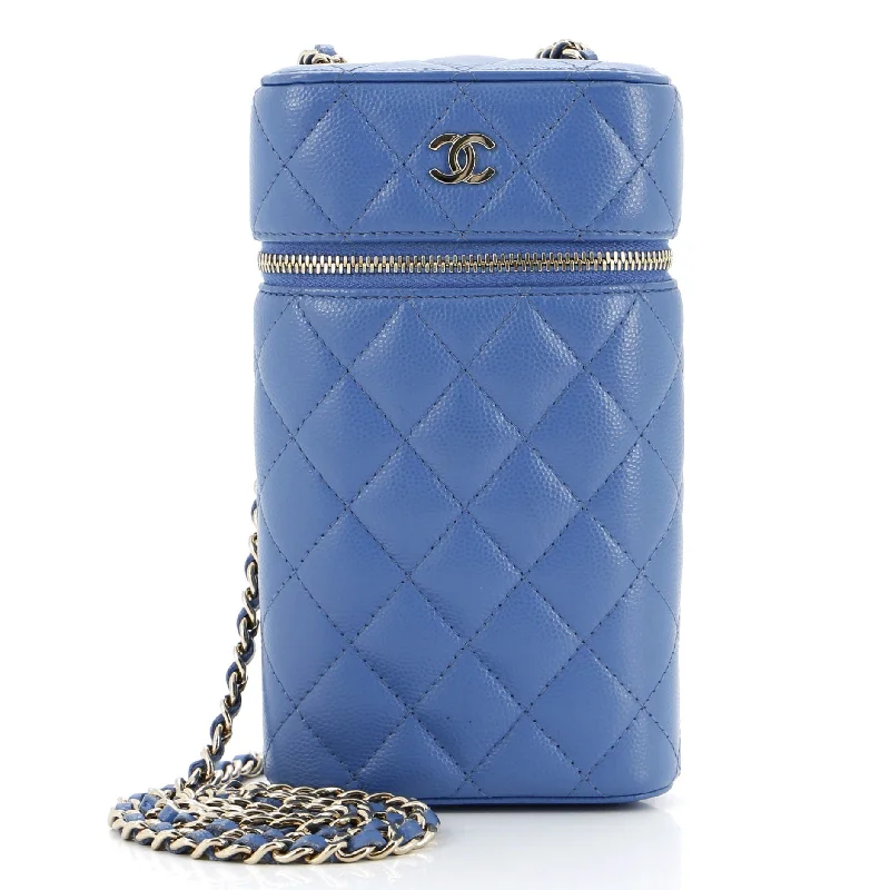 Lightweight money clips for travel Classic Vanity Phone Holder with Chain Quilted Caviar