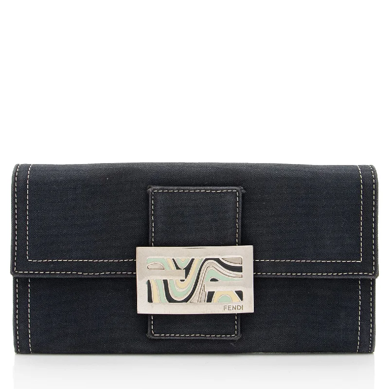 Custom money clips for corporate gifts Fendi Vintage Denim Continental Wallet