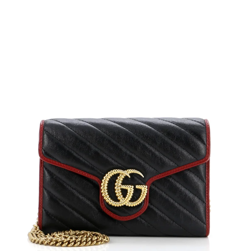 Vintage-style money clips for collectors GG Marmont Chain Wallet Diagonal Quilted Leather Mini Vintage-style money clips for collectors GG Marmont Chain Wallet Diagonal Quilted Leather Mini