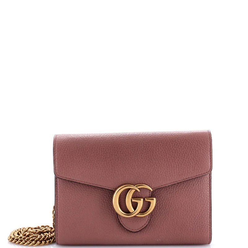 Money clips with magnetic closure GG Marmont Chain Wallet Leather Mini